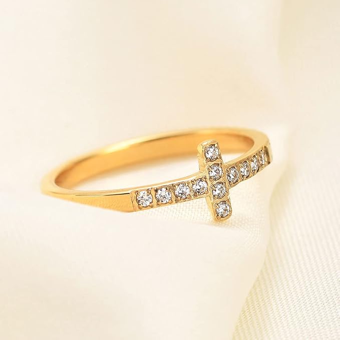 ✨ Eternal Cross Ring for Women-18K Gold Plated in Stainless Steel