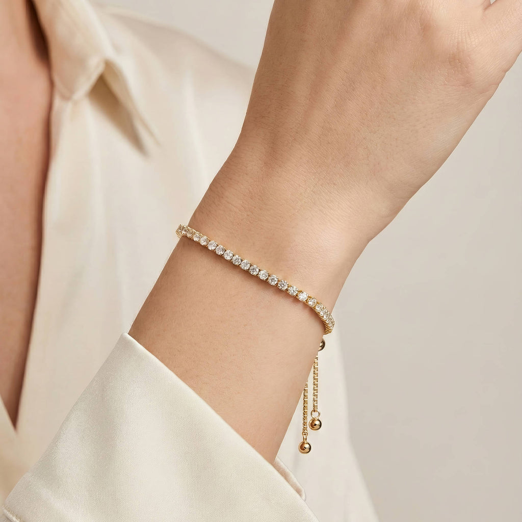 Tennis Bracelet – 18K Gold PVD Brass with Cubic Zirconia