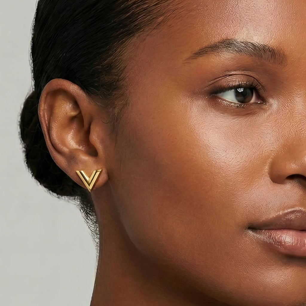 V-Shaped Stud Earrings – 18K Gold PVD Stainless Steel