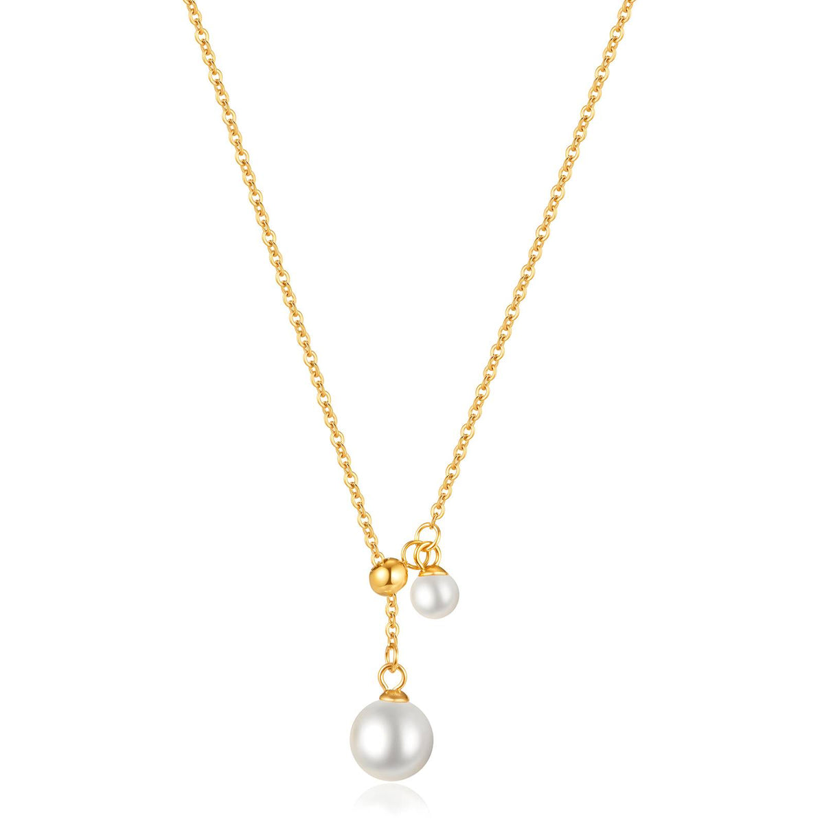 French Pearl Choker Necklace – 18K Gold PVD Stainless Steel with Imitation Pearls