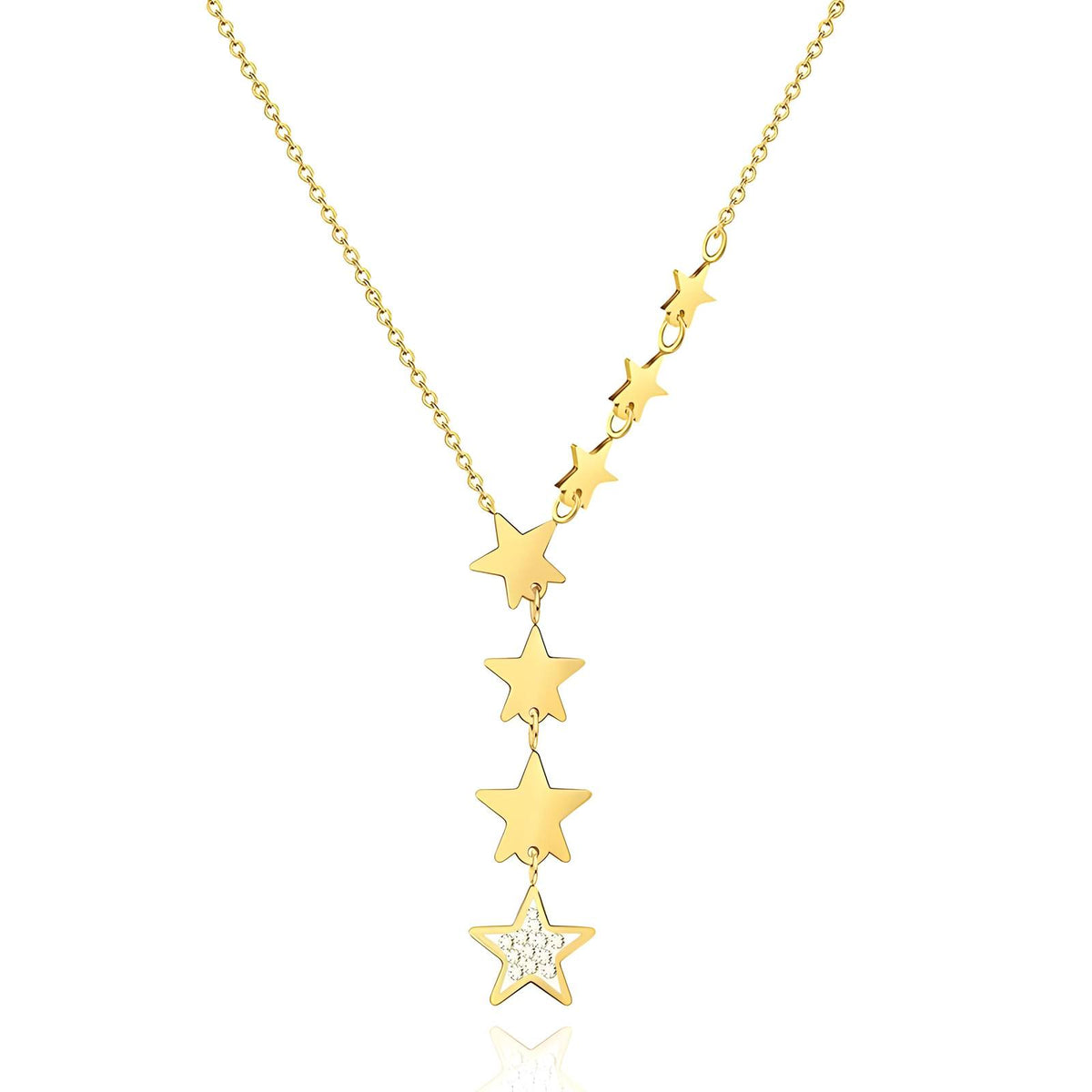Star Necklace with Cubic Zirconia – 18K Gold PVD Stainless Steel