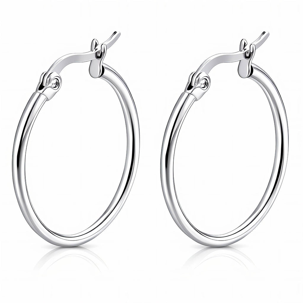 Round Hoop Earrings – 3 cm Stainless Steel