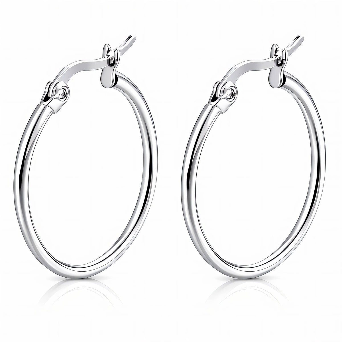 Round Hoop Earrings – 3 cm Stainless Steel