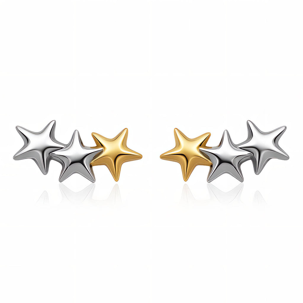 Liora Triple Star Stud Earrings – 18K Gold PVD Stainless Steel