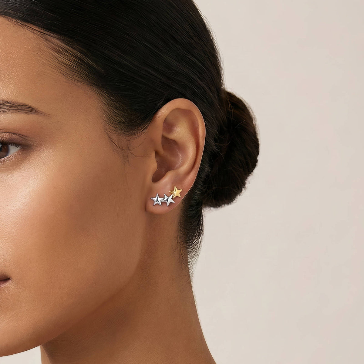 Liora Triple Star Stud Earrings – 18K Gold PVD Stainless Steel