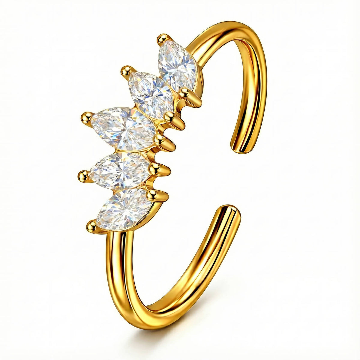 Celestial Five-Stone Zirconia Ring – Gold-Plated Stainless Steel