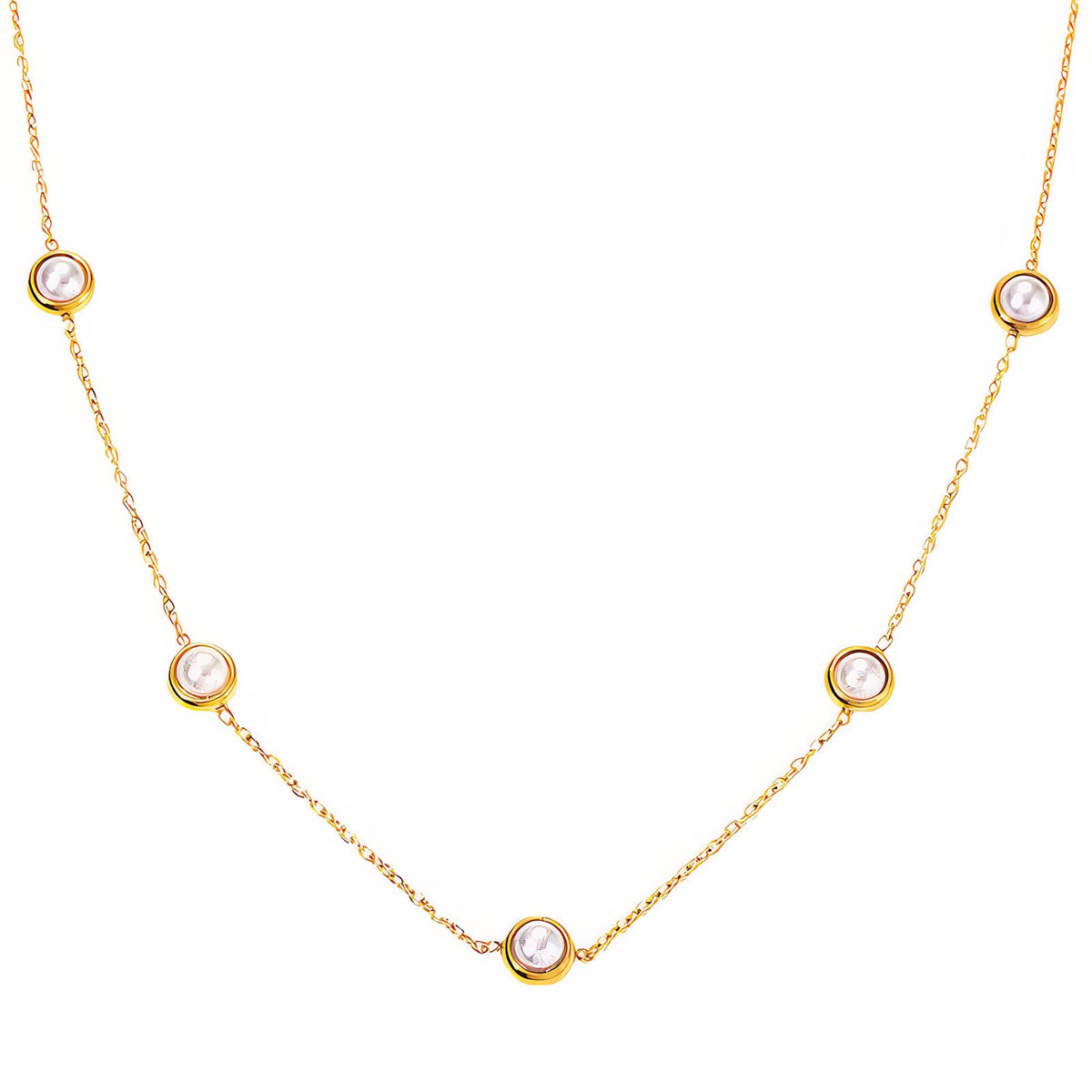 White Pearl Choker Necklace – 18K Gold PVD Stainless Steel