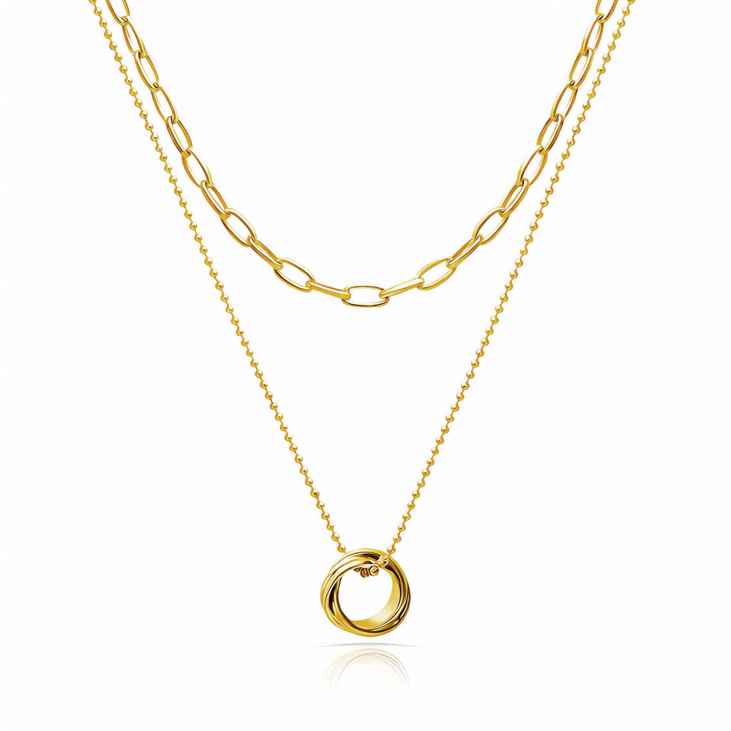 Circle Rings Double-Layer Necklace – 18K Gold PVD Stainless Steel