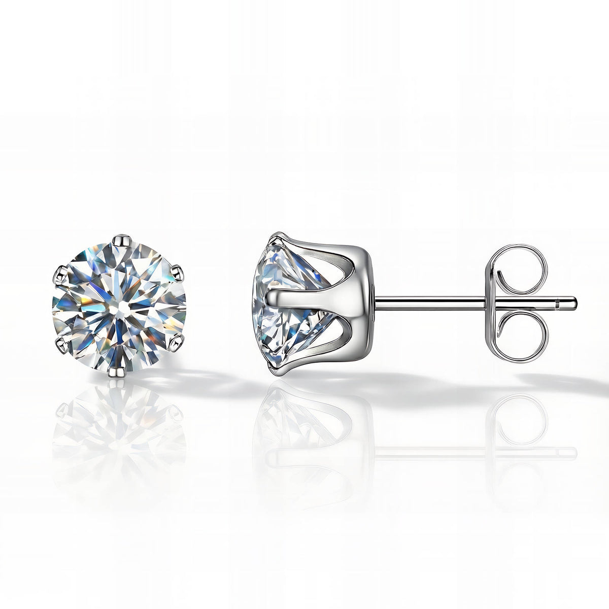 Solitaire Stud Earrings – Stainless Steel Cubic Zirconia Unisex
