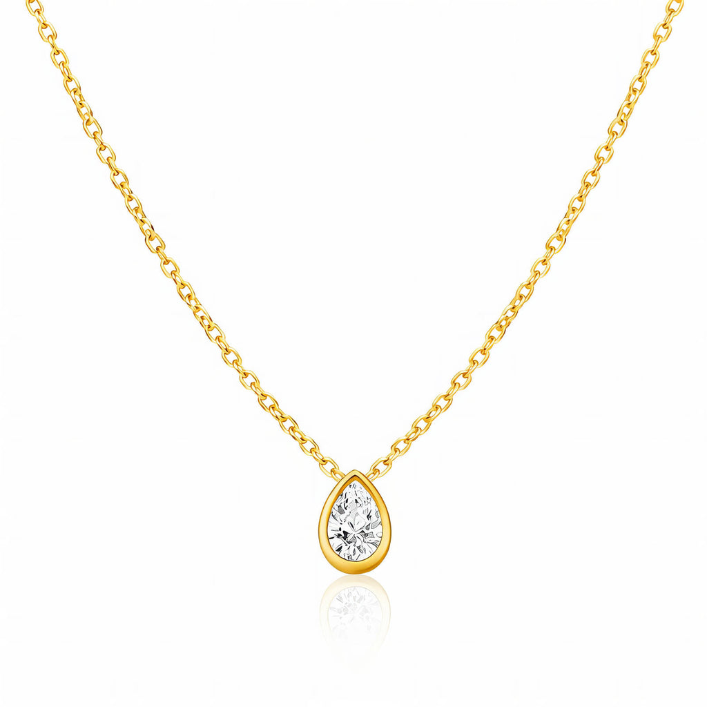 Pear Cut Zirconia Necklace – 18K Gold PVD Stainless Steel