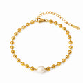 Single Pearl Bead Chain Bracelet – 18K Gold PVD-Plated Stainless Steel