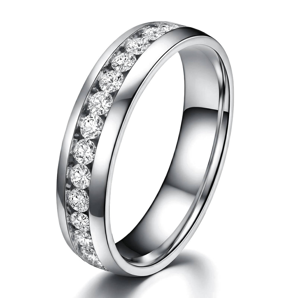Eterna Solitaire Unisex Ring  – Stainless Steel with Cubic Zirconia