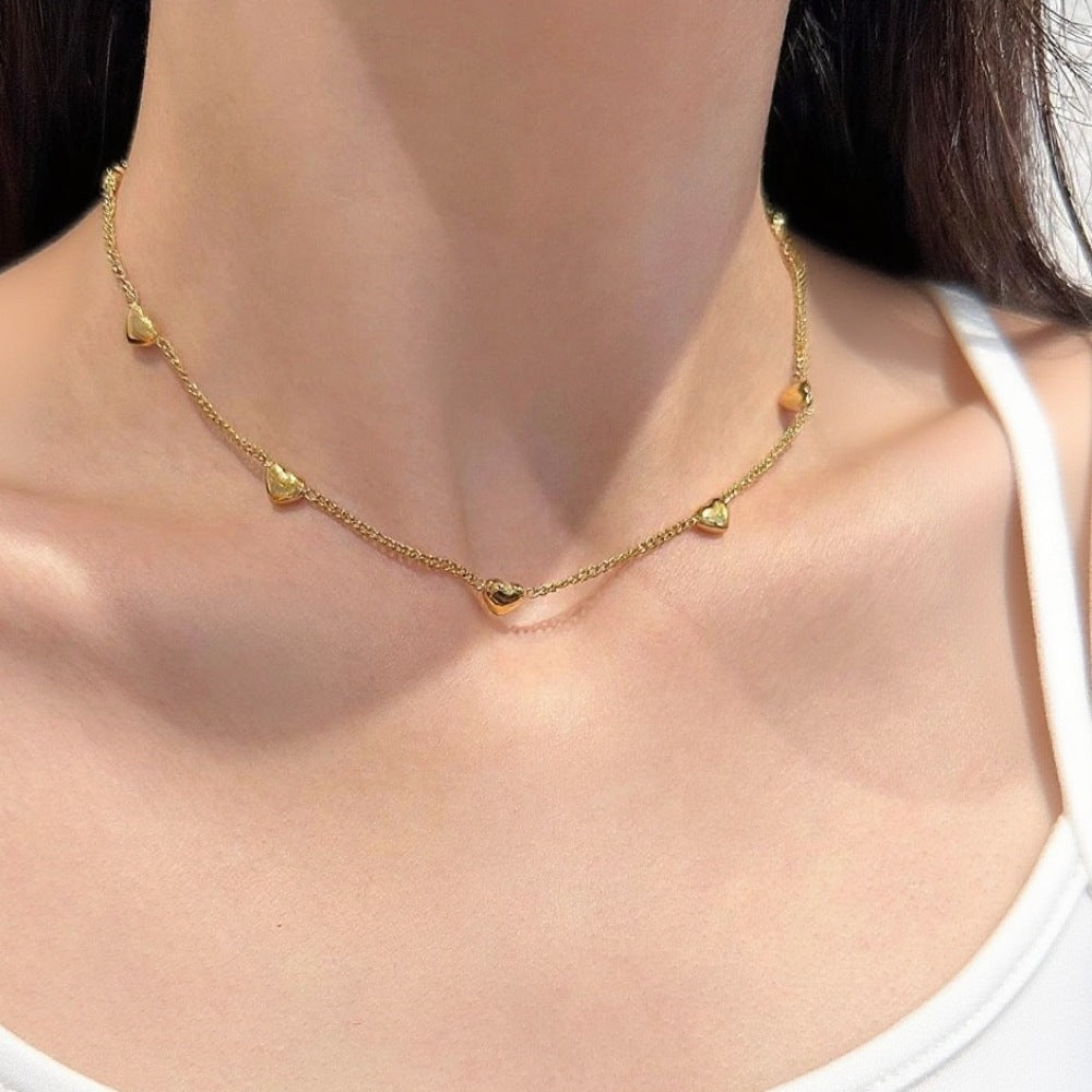 Love Heart Clavicle Necklace – 18K Gold PVD Stainless Steel