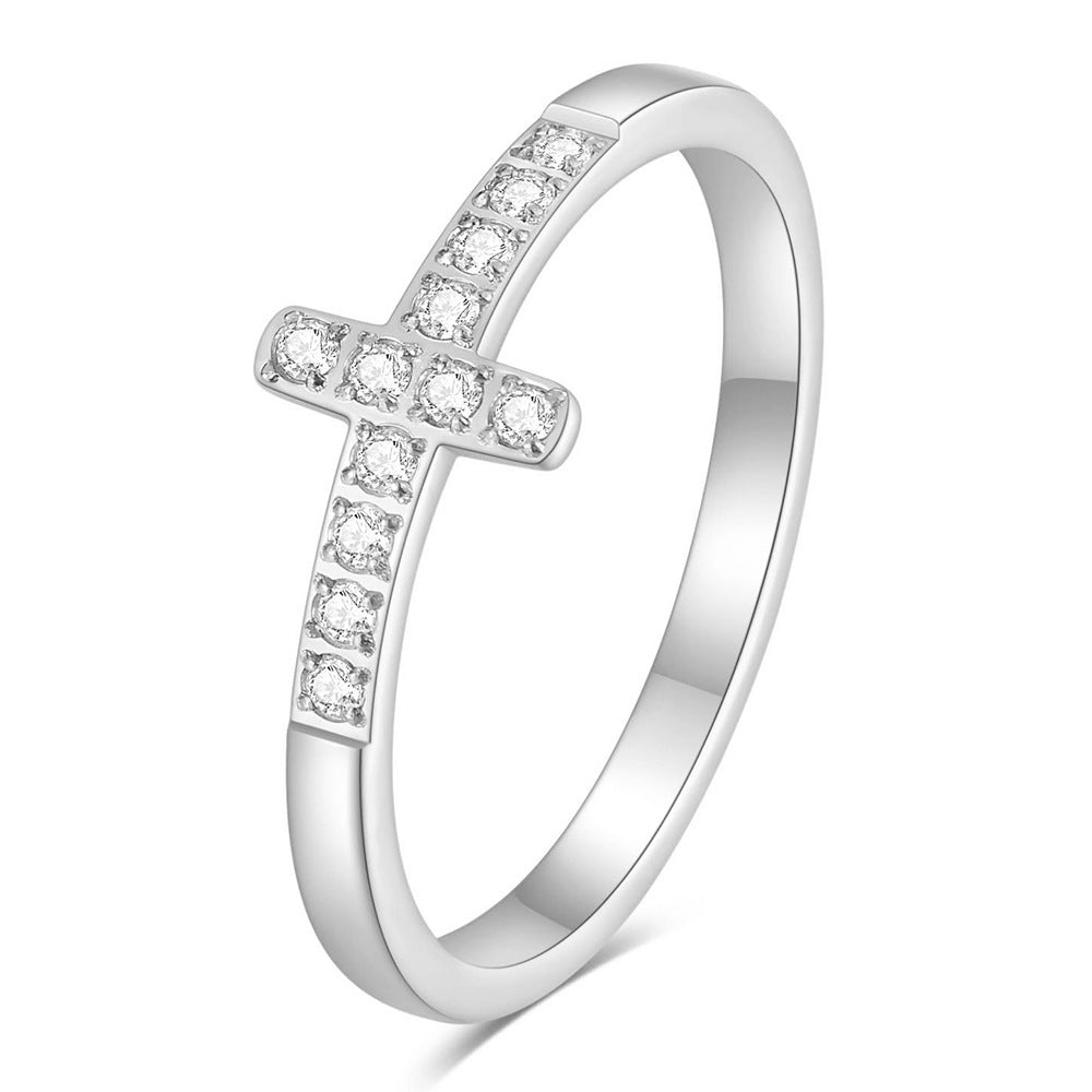 Grace Cross Ring – Stainless Steel with Cubic Zirconia
