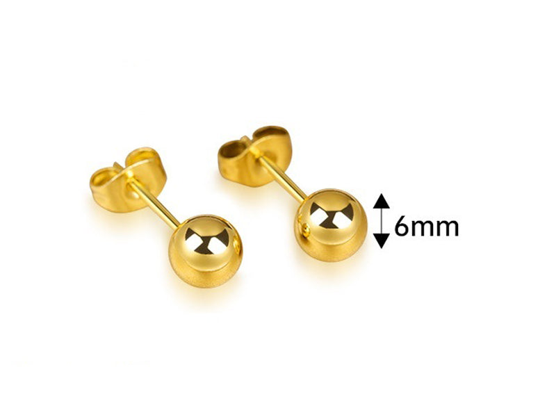 Frosted Ball Stud Earrings – Gold-Plated Stainless Steel