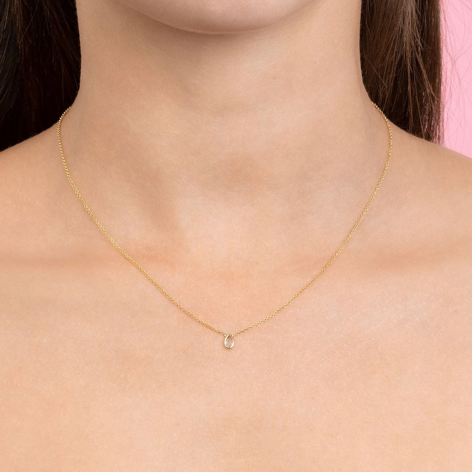 Pear Cut Zirconia Necklace – 18K Gold PVD Stainless Steel