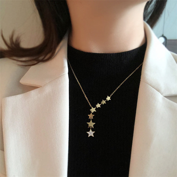 Star Necklace with Cubic Zirconia – 18K Gold PVD Stainless Steel