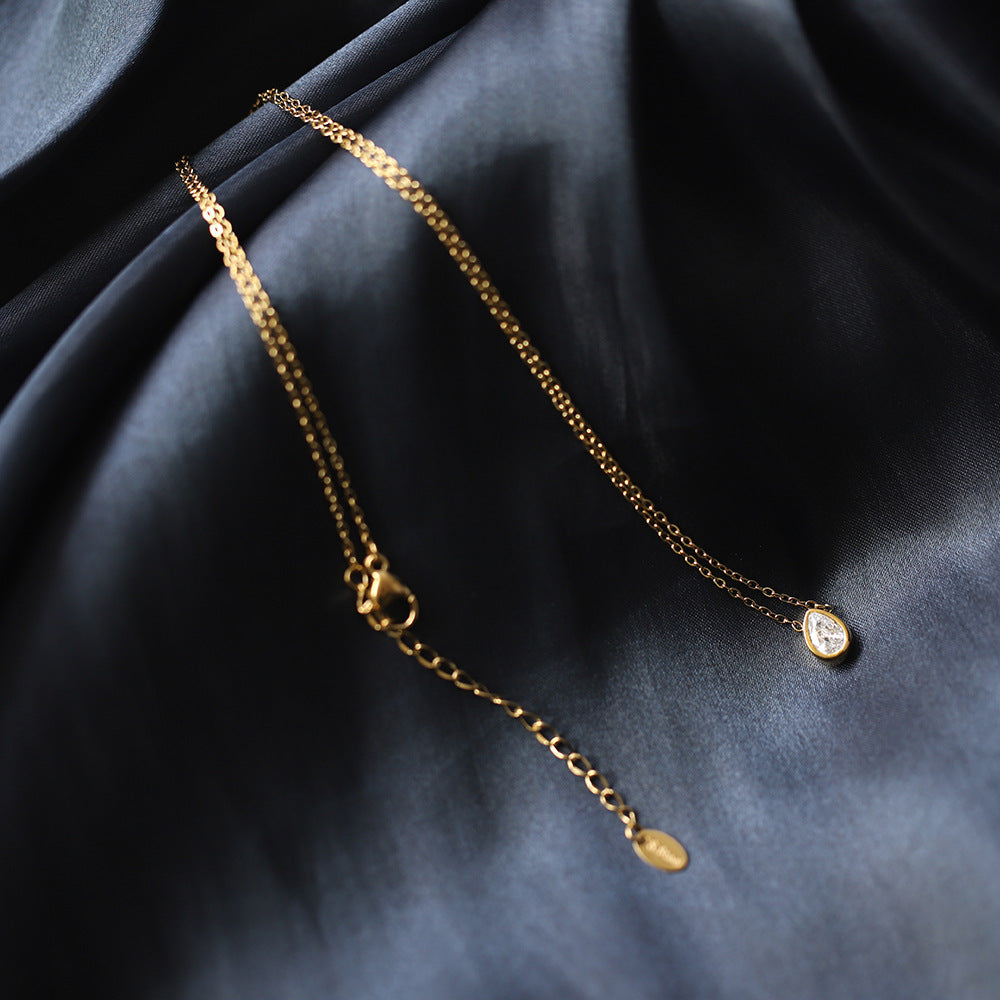 Pear Cut Zirconia Necklace – 18K Gold PVD Stainless Steel