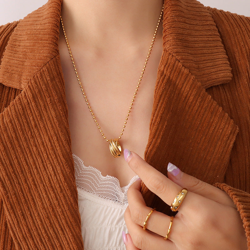 Circle Rings Double-Layer Necklace – 18K Gold PVD Stainless Steel