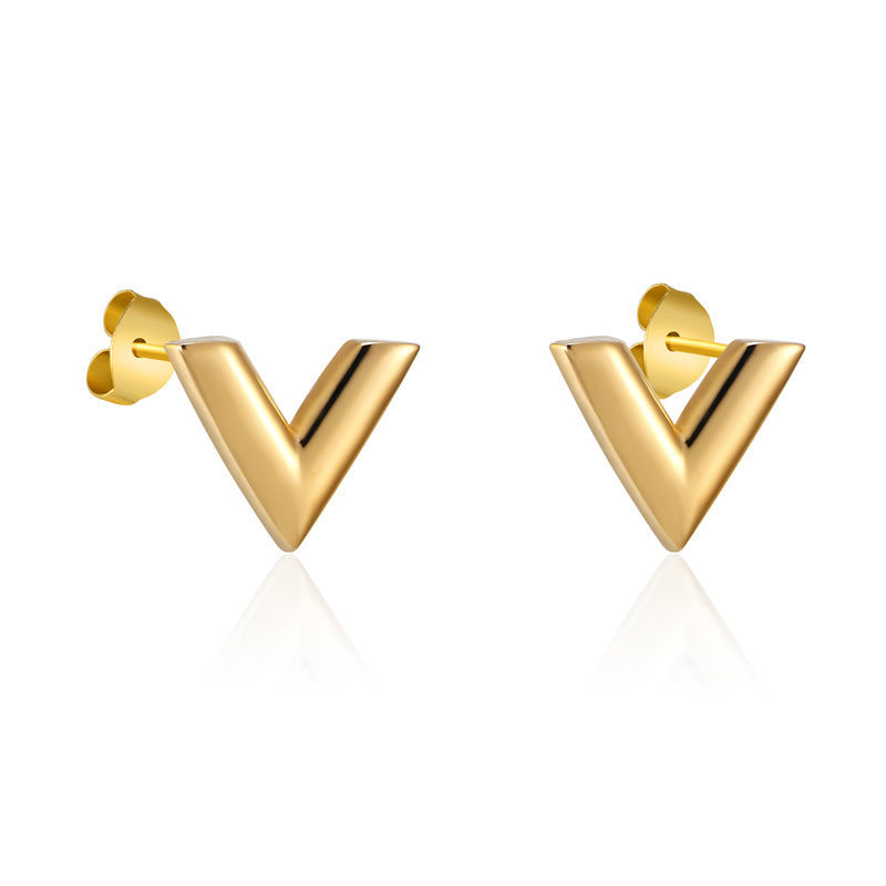 V-Shaped Stud Earrings – 18K Gold PVD Stainless Steel