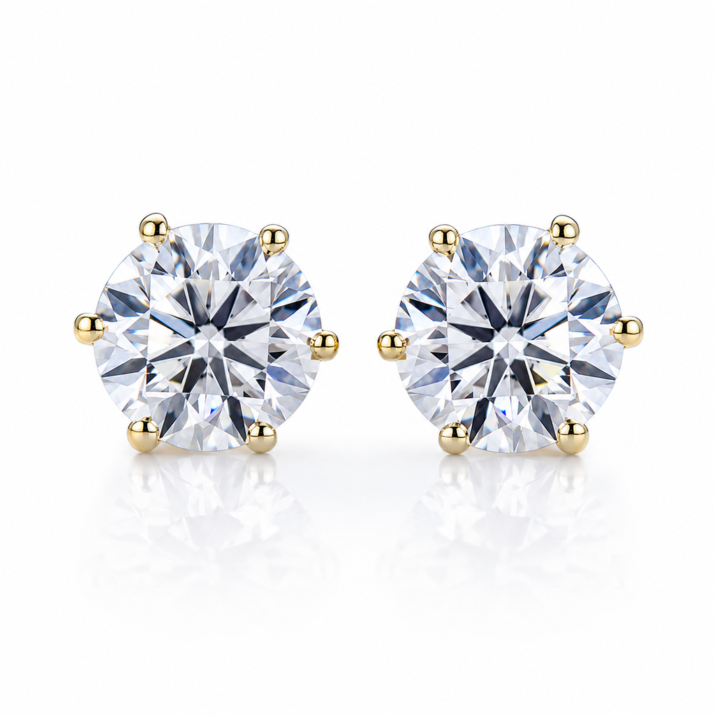 Classic Round Solitaire Stud Earrings