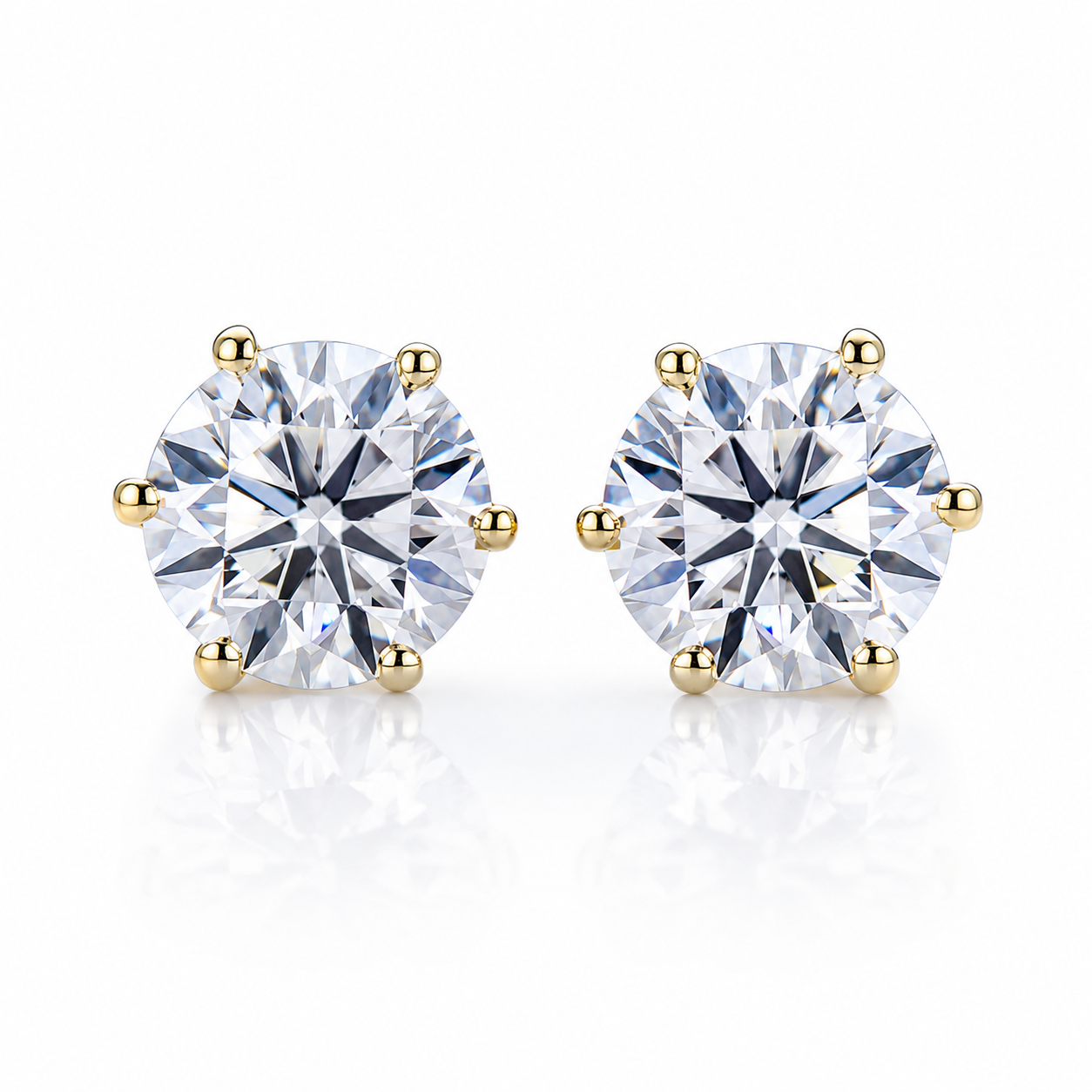 Classic Round Solitaire Stud Earrings