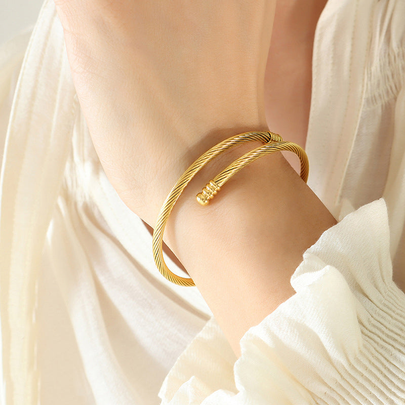 Round Stretch Bracelet – 18K Gold PVD-Plated Stainless Steel