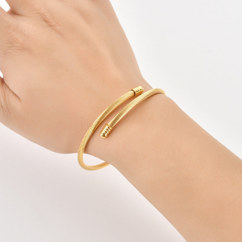 Round Stretch Bracelet – 18K Gold PVD-Plated Stainless Steel