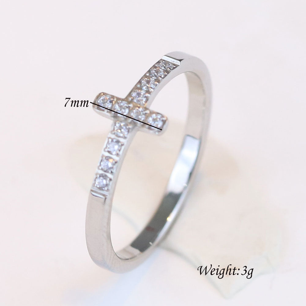 Grace Cross Ring – Stainless Steel with Cubic Zirconia