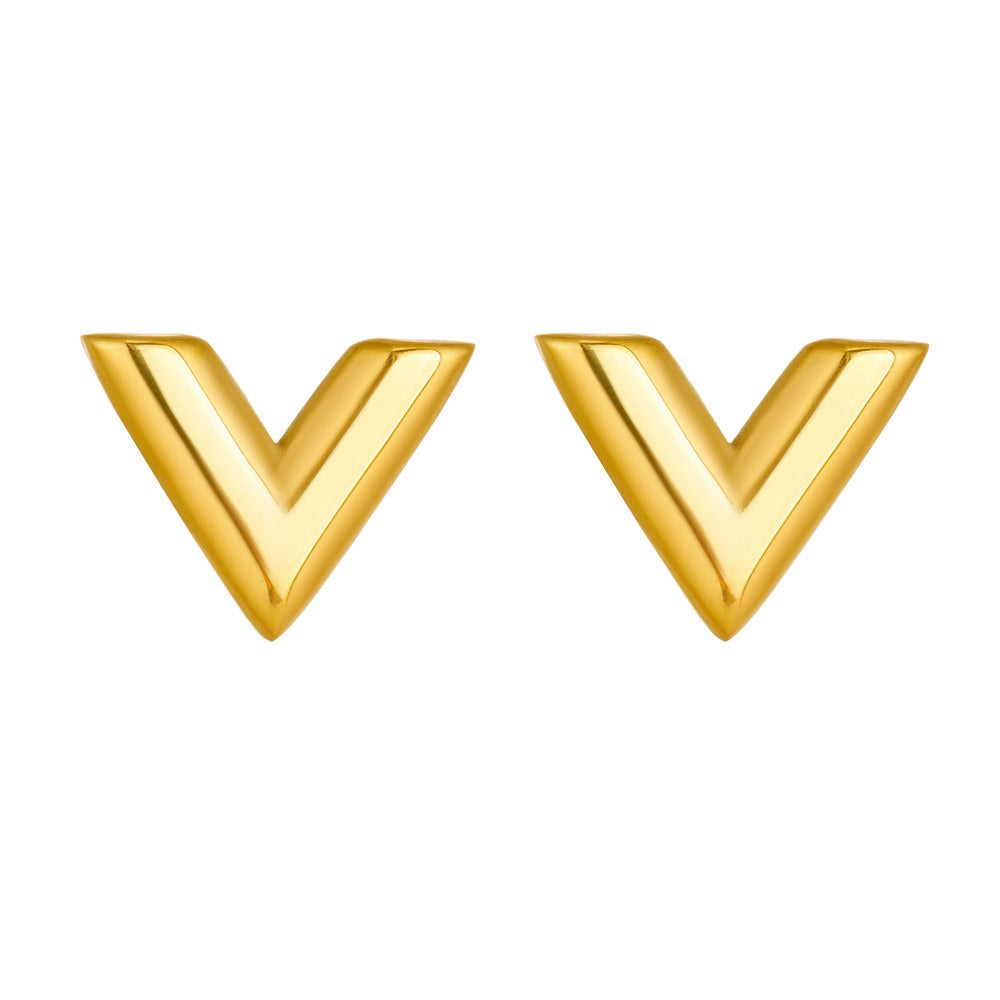 V-Shaped Stud Earrings – 18K Gold PVD Stainless Steel
