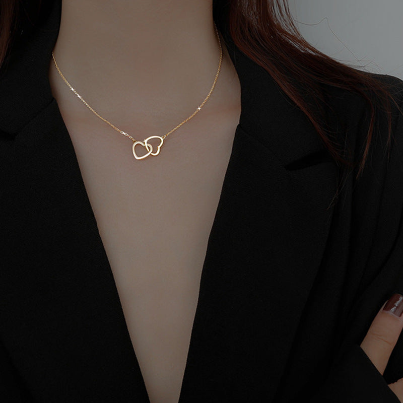 Liora Double Heart Necklace – 18K Gold PVD Stainless Steel 
