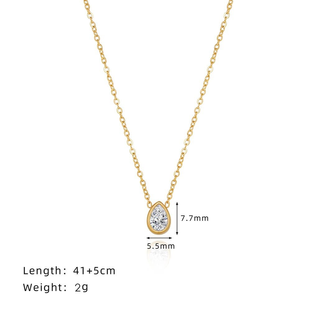 Pear Cut Zirconia Necklace – 18K Gold PVD Stainless Steel
