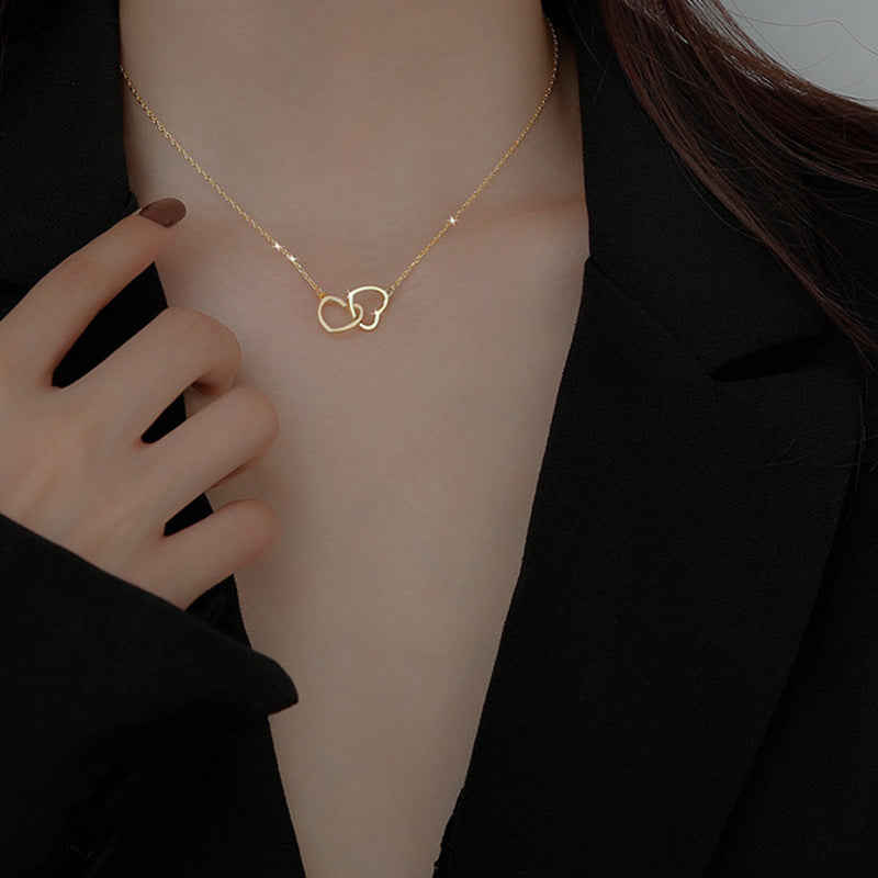 Liora Double Heart Necklace – 18K Gold PVD Stainless Steel 