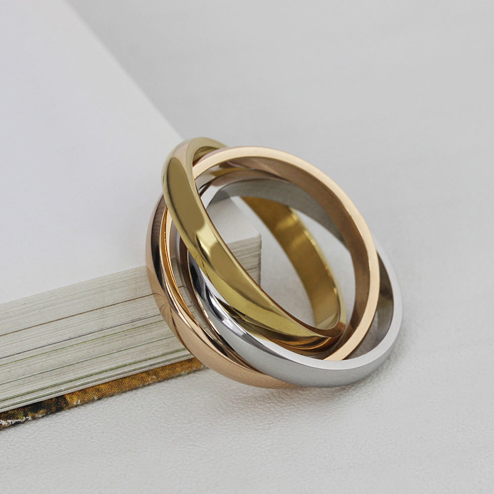 Tricolour Rolling Ring –  PVD Stainless Steel