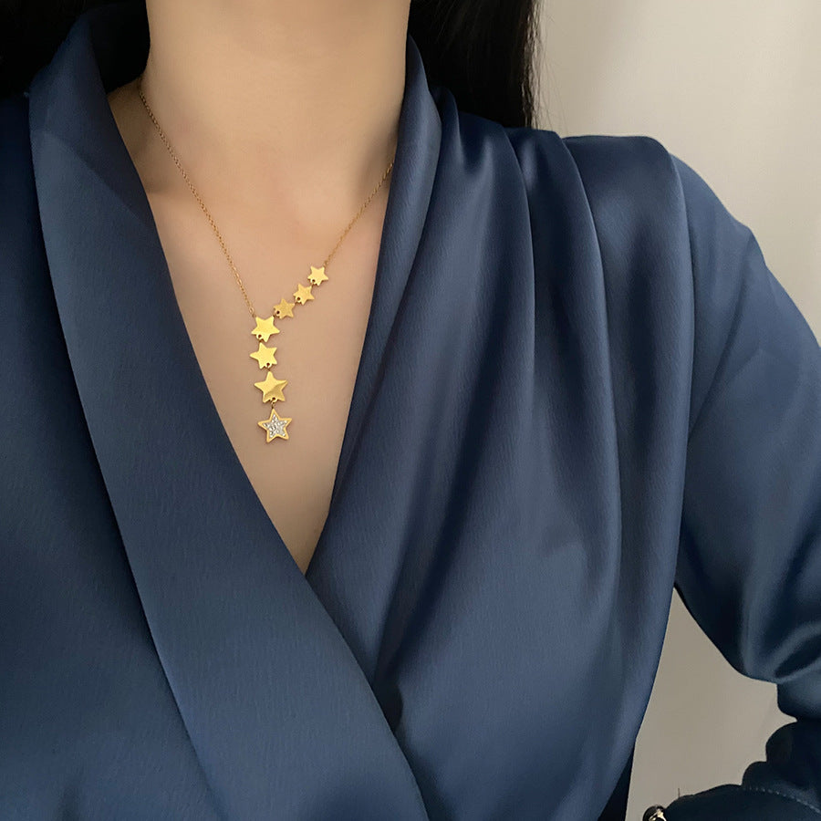 Star Necklace with Cubic Zirconia – 18K Gold PVD Stainless Steel