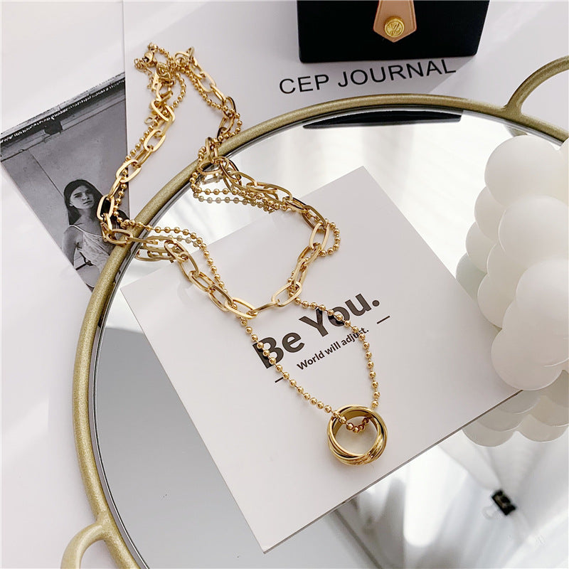 Circle Rings Double-Layer Necklace – 18K Gold PVD Stainless Steel