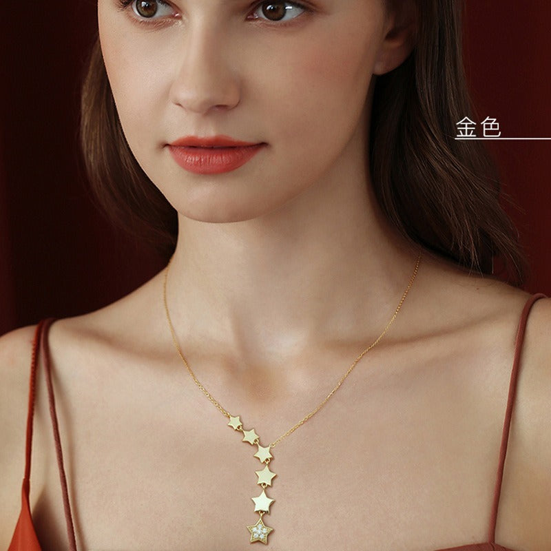 Star Necklace with Cubic Zirconia – 18K Gold PVD Stainless Steel