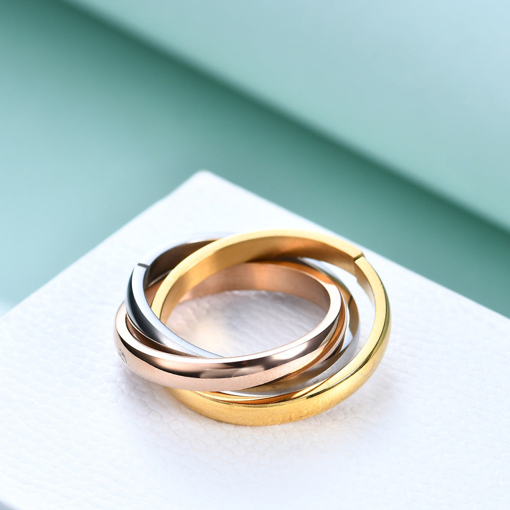 Tricolour Rolling Ring –  PVD Stainless Steel