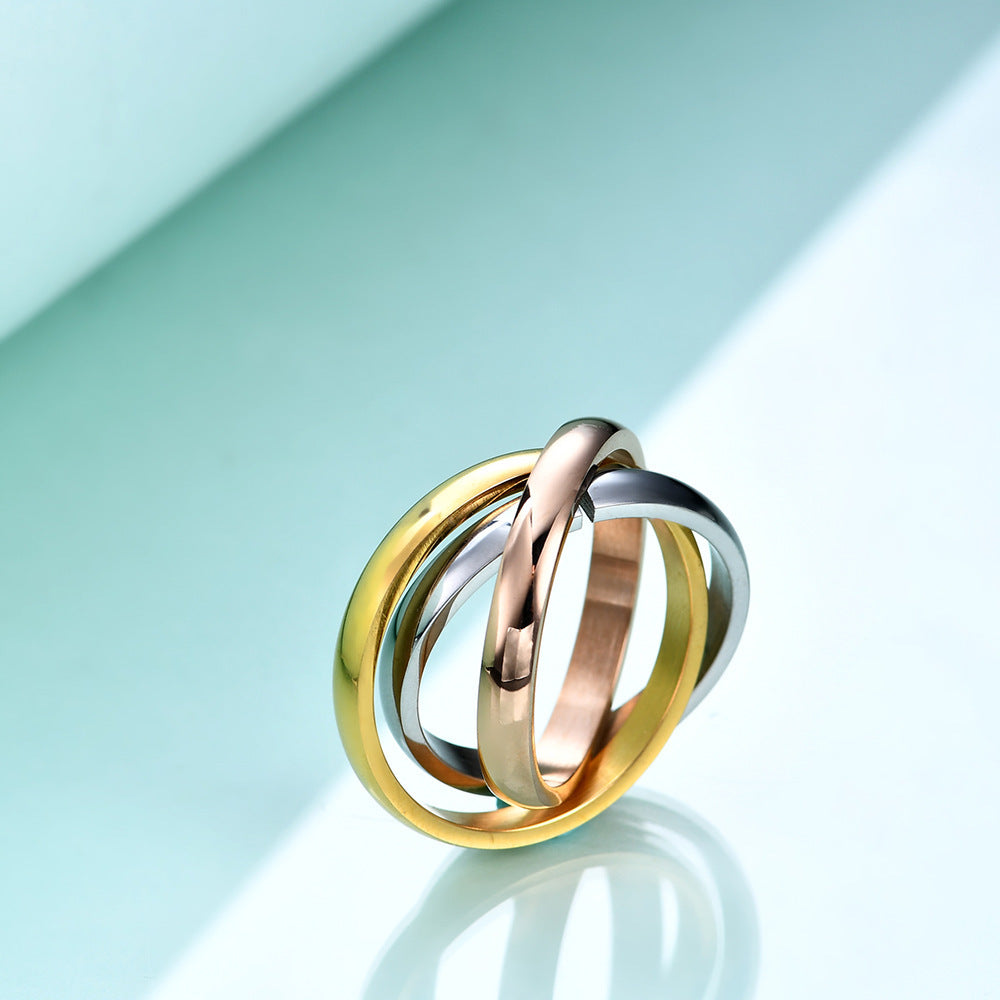 Tricolour Rolling Ring –  PVD Stainless Steel