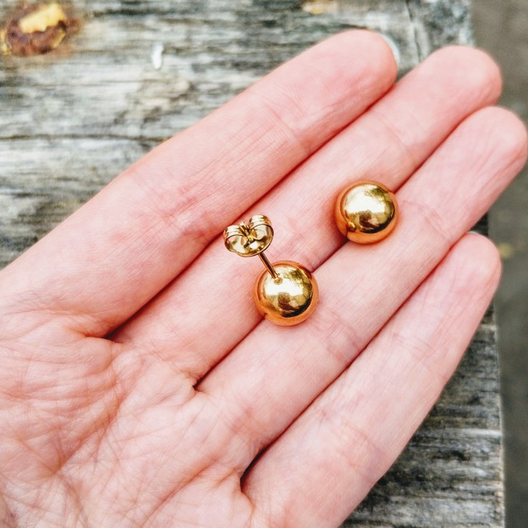 Frosted Ball Stud Earrings – Gold-Plated Stainless Steel