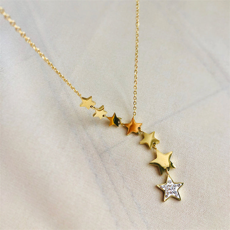 Star Necklace with Cubic Zirconia – 18K Gold PVD Stainless Steel