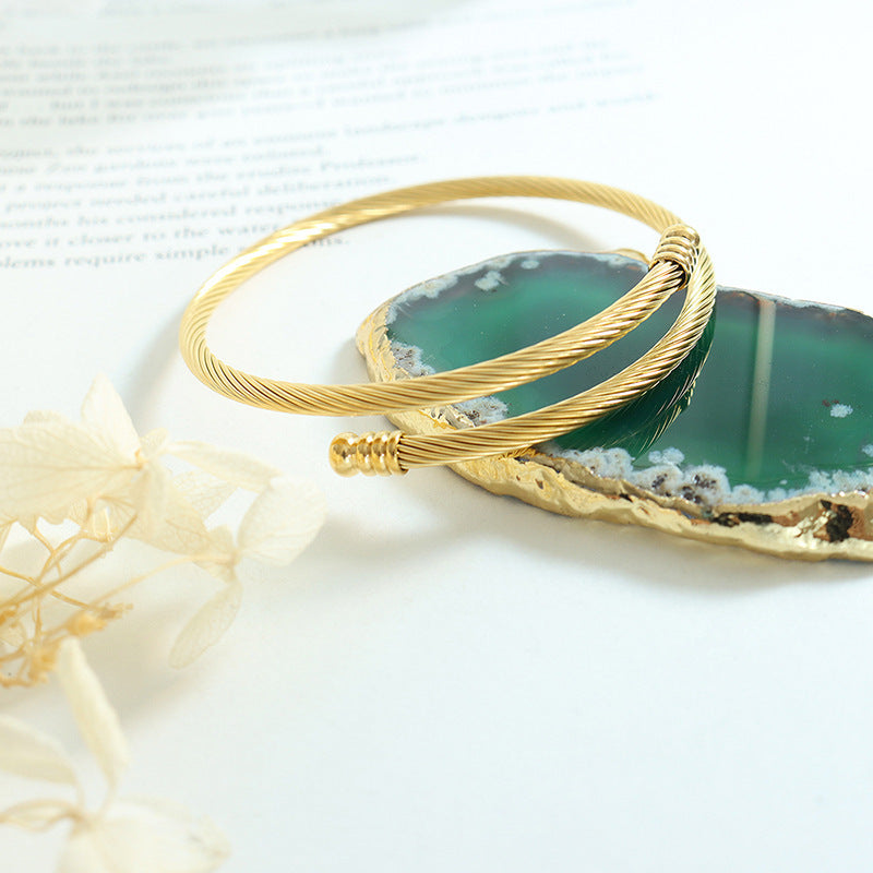 Round Stretch Bracelet – 18K Gold PVD-Plated Stainless Steel