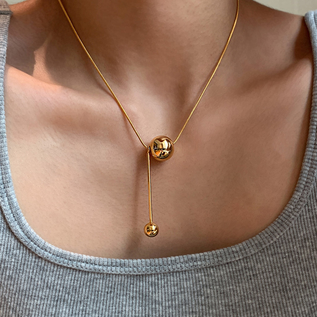 Ball Pendant Necklace – 18K Gold PVD Stainless Steel
