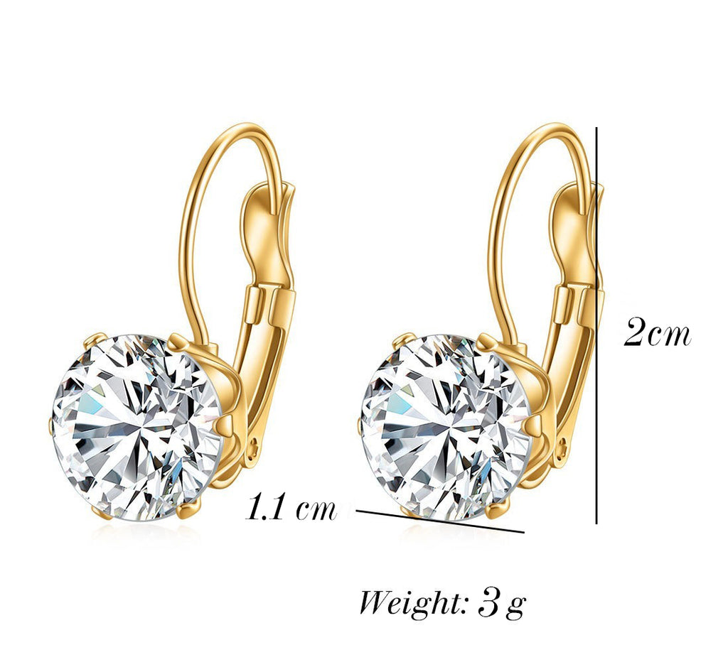 French Hook Earrings – 18K Gold PVD Stainless Steel with Cubic Zirconia