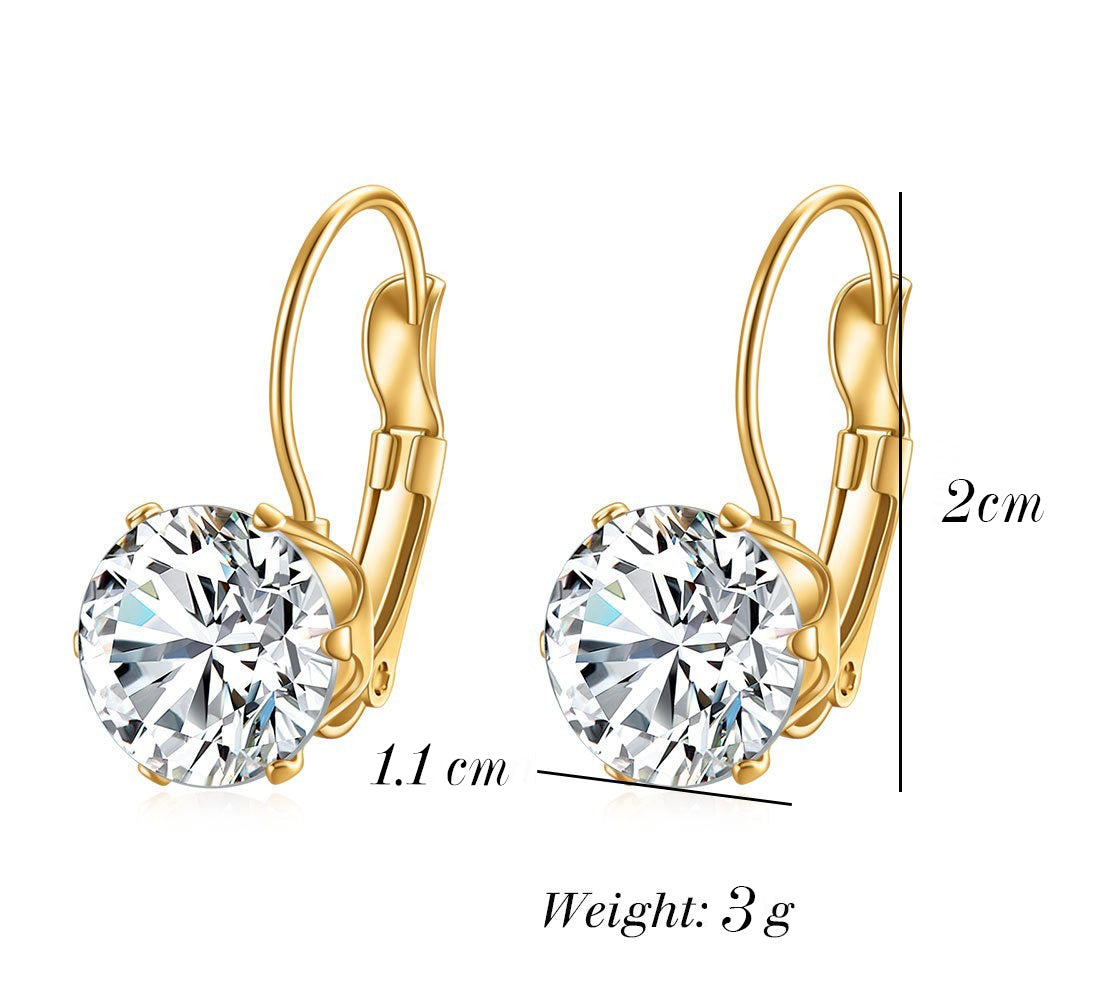 French Hook Earrings – 18K Gold PVD Stainless Steel with Cubic Zirconia