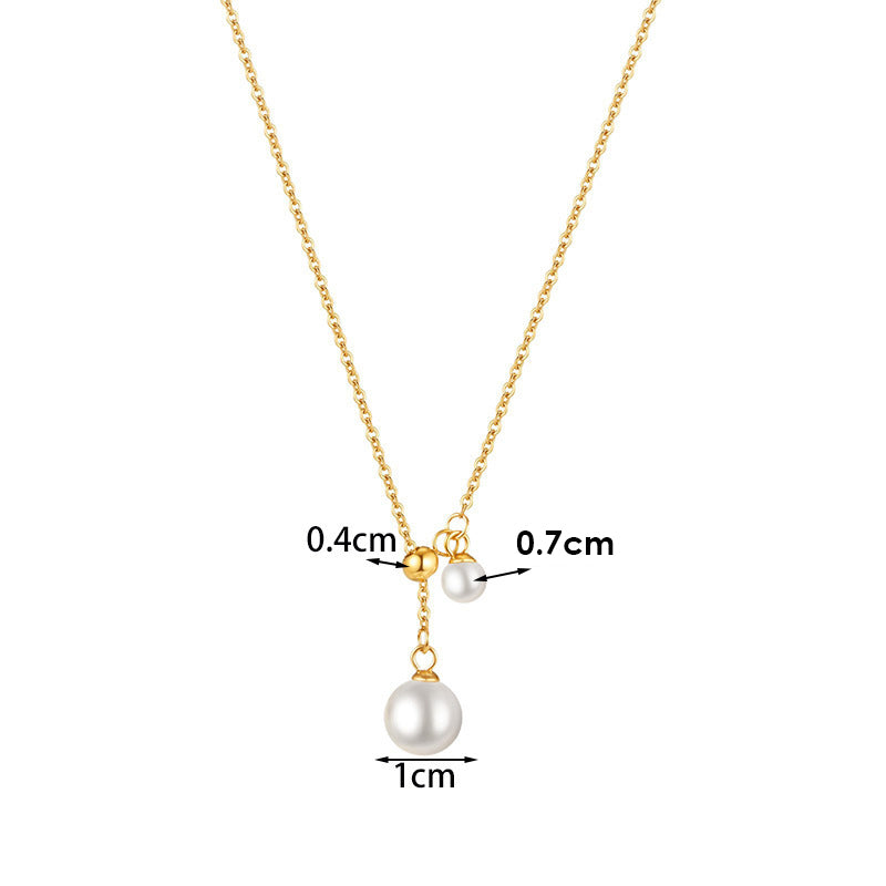 French Pearl Choker Necklace – 18K Gold PVD Stainless Steel with Imitation Pearls