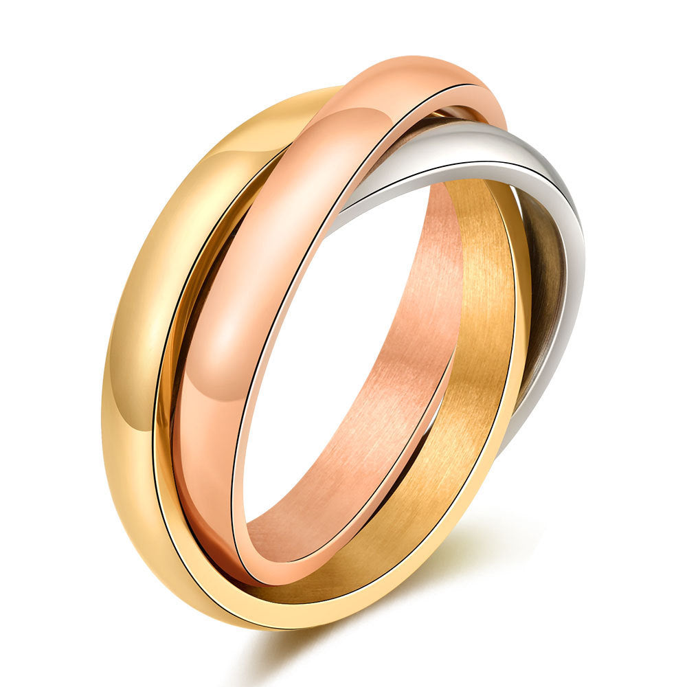 Tricolour Rolling Ring –  PVD Stainless Steel