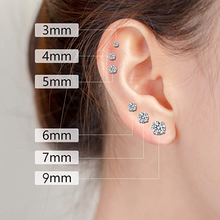 Solitaire Stud Earrings – Stainless Steel Cubic Zirconia Unisex