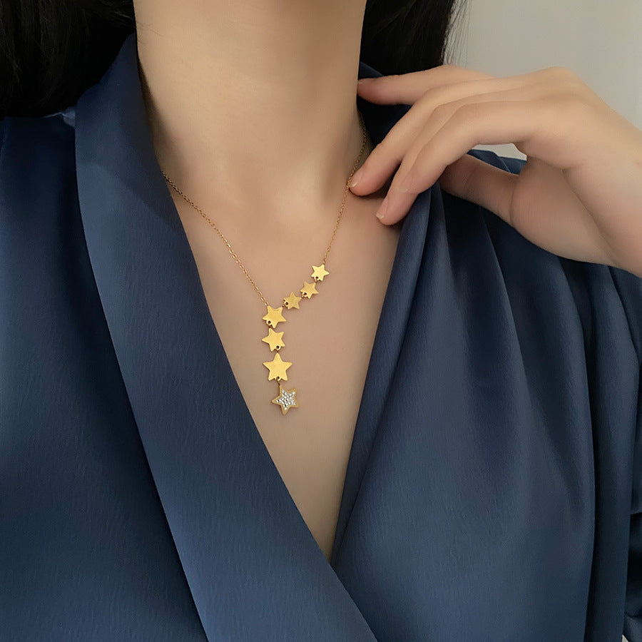 Star Necklace with Cubic Zirconia – 18K Gold PVD Stainless Steel