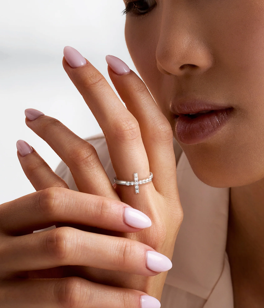 Grace Cross Ring – Stainless Steel with Cubic Zirconia